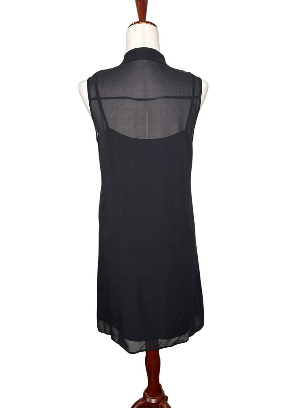 Theory Black Silk Shirt Pleated sleeveless dropped waist mini dress. Luxury. 6 - Picture 7 of 13